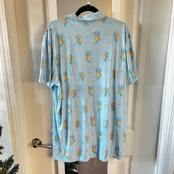 Tipsy Elves Hotdog Short Sleeve Polo Size XXL Color Blue - Picture 5 of 5